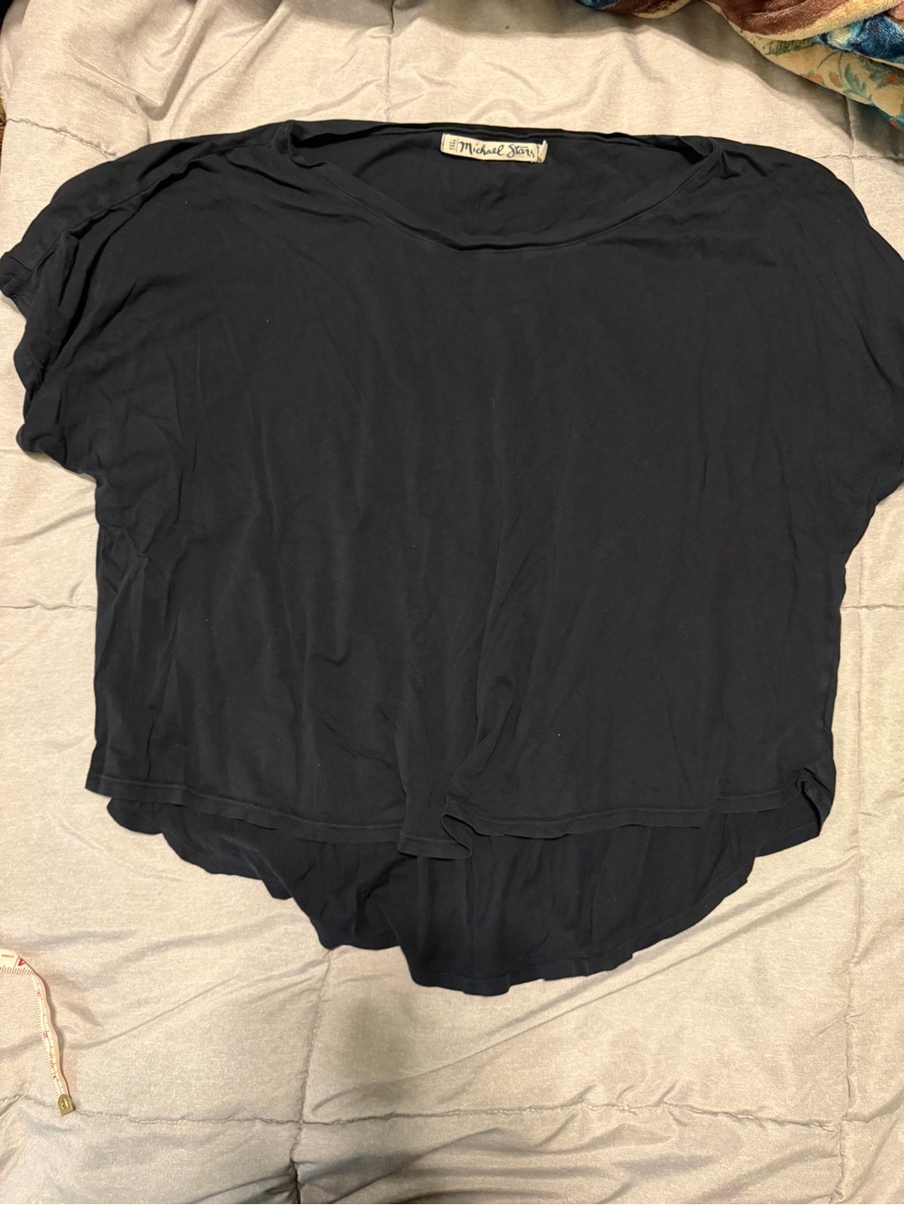 Michael Stars Black Short Sleeve Relaxed Draped Tee